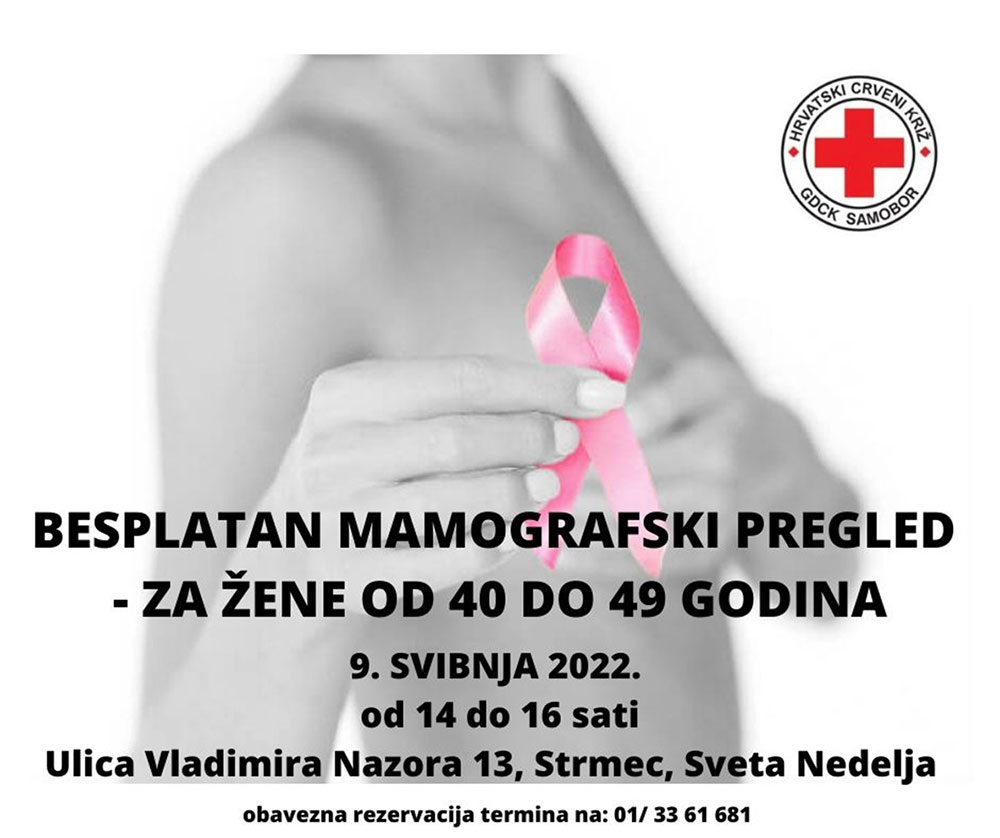 Najava besplatnog mamografskog pregleda u Strmcu
