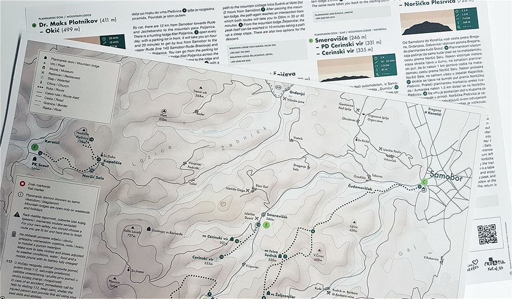 Turistika karta sa est jednostavnijih planinarskih ruta