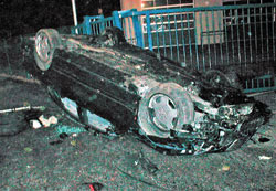 U prometnoj nesrei na rotoru kod Hoto vila prevrnuo se mercedes E 270 CDI 