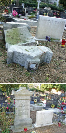 Spomenik na grobnici obitelji Žegarac nakon rušenja vraćen u prvobitno stanje