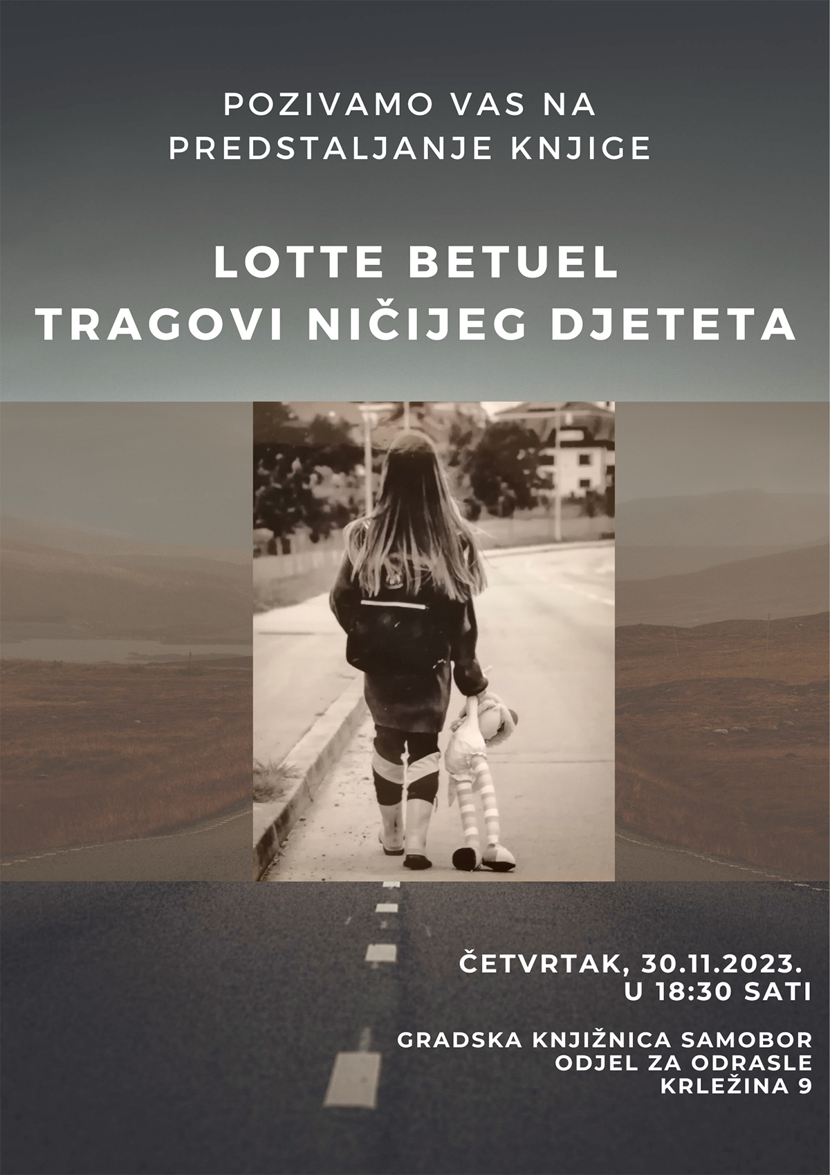 Najava predstavljanja knjige Lotte Betuel u samoborskoj knjižnici