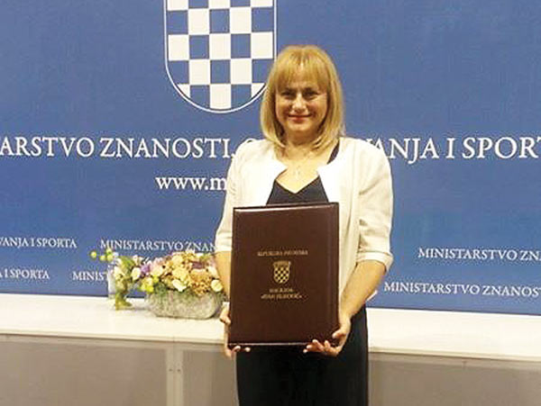 Samoborka Vesna Faullend Heferer dobila najviše državno priznanje za prosvjetne djelatnike - Nagradu Ivan Filipović 