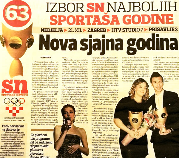 Poinje izbor Sportskih novosti za najbolje hrvatske sportae i sportaice 
