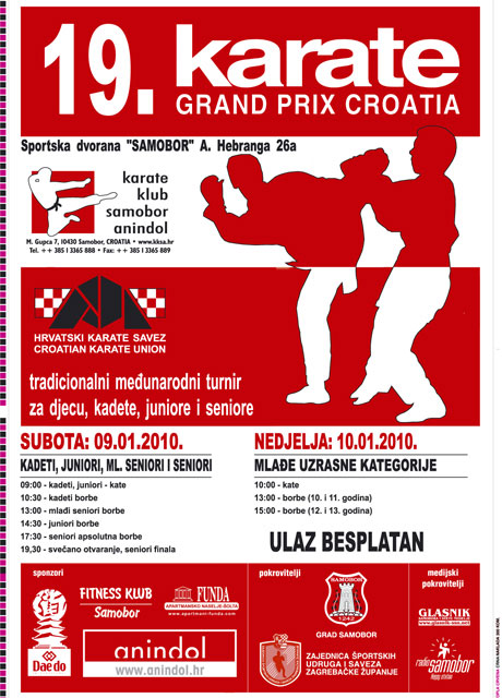 KARATE - NAJAVA - 19. meunarodni karate turnir  Grand Prix Croatia
