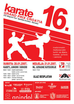 Meunarodni turnir u karateu GRAND PRIX CROATIA, 20. i 21. sijenja  