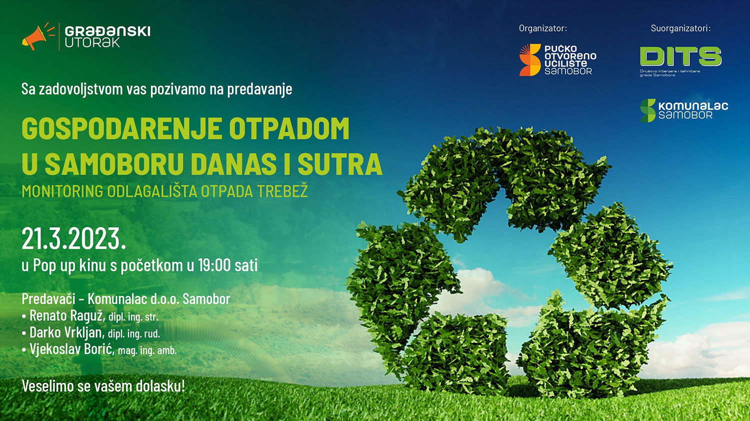 Sljedeći Građanski utorak na temu zbrinjavanja otpada u organizaciji POU i Udruge inženjera i tehničara Grada Samobora